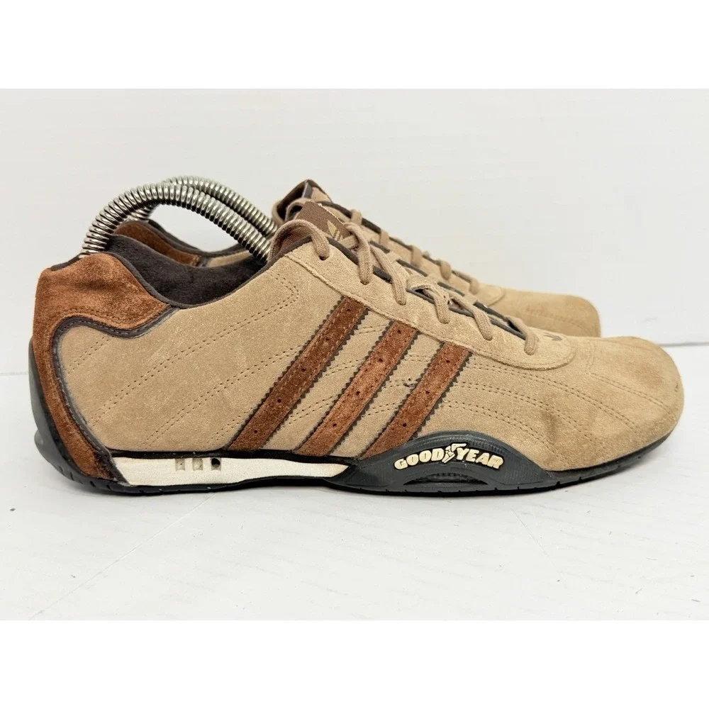 Vintage 2005 Adidas Adi Racer Low Goodyear Brown Suede Driving Shoes 6.5